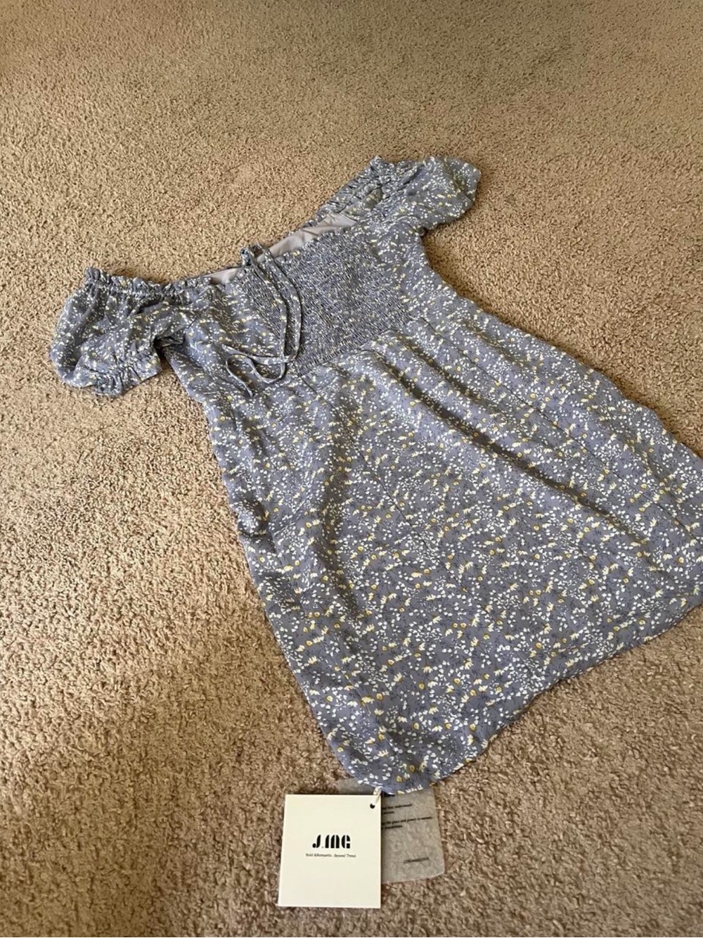 J.ING Lavender Blue Floral Off-Shoulder Dress